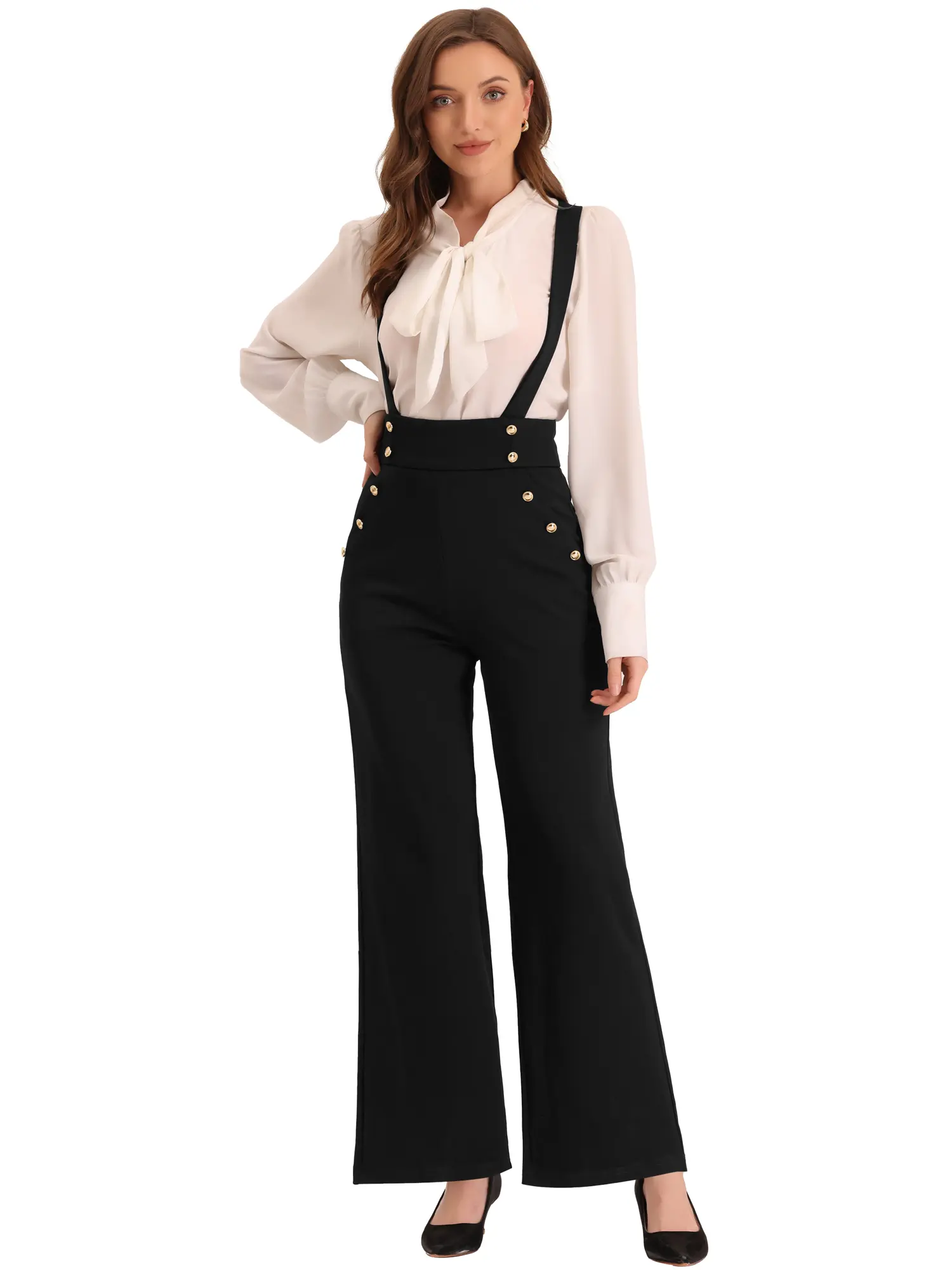 INSPIRE CHIC Chic Overall Adjustable Straps Wide Leg Suspender Jumpsuit