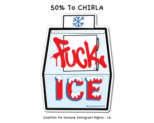 PAGE'S PEACHES Fuck ICE Sticker - Bold Queer Anti-Fascist Vinyl 2.25" x 1.75" Waterproof Matte Finish UV-Resistant Ink CHIRLA Support
