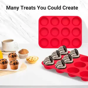 2-Pack Silicone Muffin Pans 12-Cup Nonstick Baking Mold BPA-Free Cupcake & Egg Bite Tray