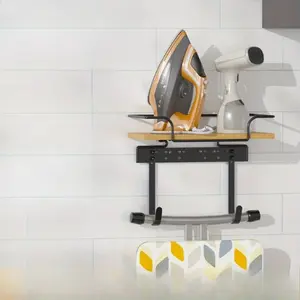 Foldable Ironing Board with Iron Holder for Home, Hotel & Laundry Use, Space-Saving Design for Iron Storage & Clothes Ironing, Compact Hanging Ironing Station.