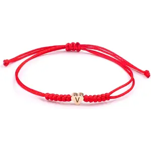 Red Initial Bracelet for Women Men Initial Charm Letter Bracelets Red String Bracelets with Initials  Rope Braided Personalized Birthday Gifts-26 Initials