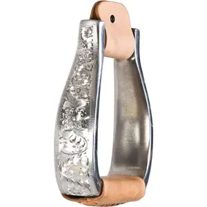Schneiders Engraved Aluminum Show Stirrups with Leather Treads