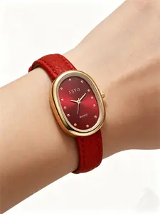 Xsvo Vintage Oval Dial Women's Watch, Quartz Wristwatch, Elegant and Versatile, Perfect for Daily Commute and Dates, Single Piece Packaging