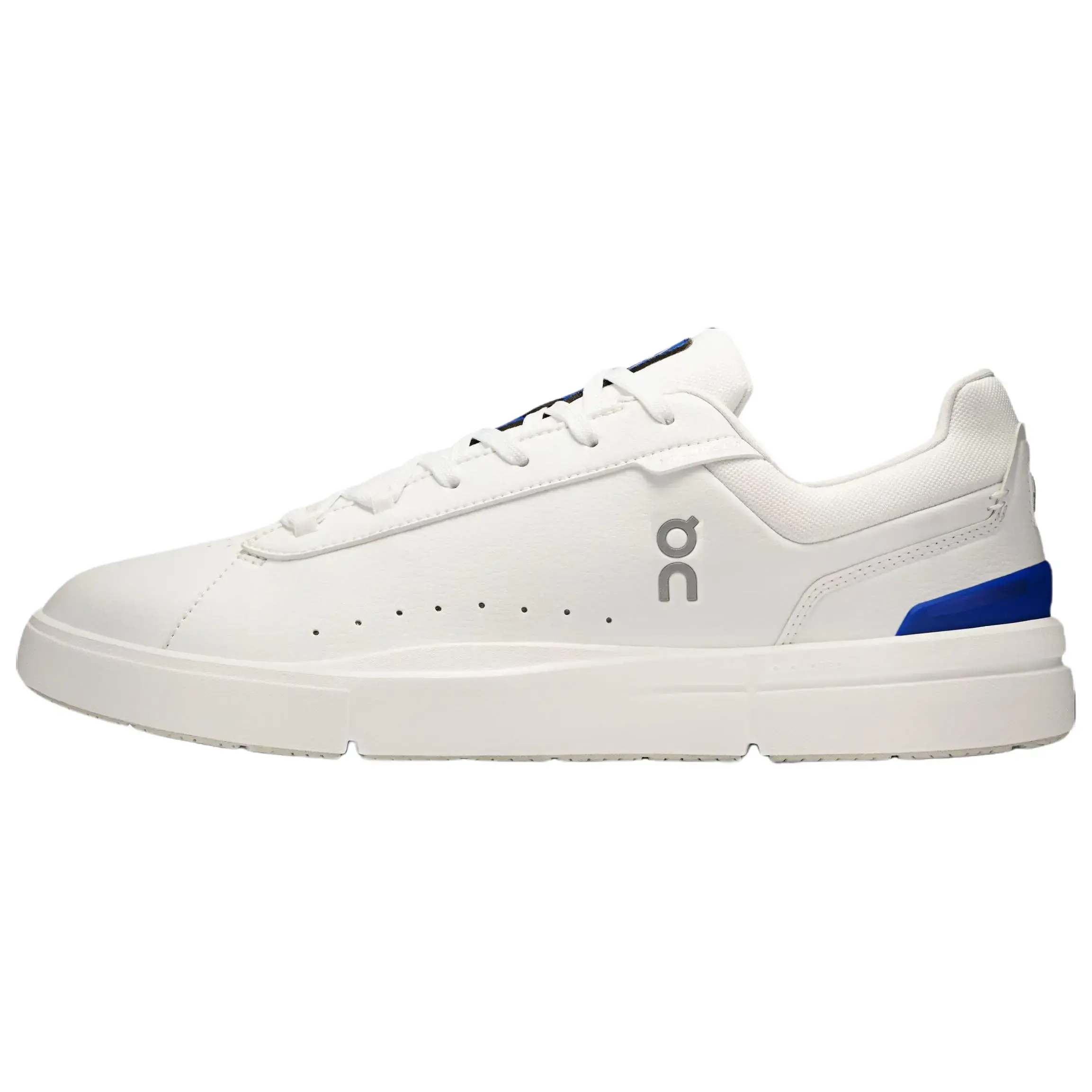 ON The Roger Advantage 'White Indigo' Men's Round Toe Lace-Up Athletic Trainer, All-Seasons Synthetic Leather Sports Shoe Footwear with CloudTec Technology, Sports Shoes, Closed, Casual, Solid, Walking Shoes
