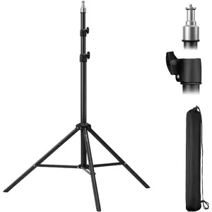 K&F CONCEPT Metal Photography Light Stand, 6.5ft/2M Durable Adjustable Foldable Portable Tripod with 1/4" Screw, 2-Year Warranty, Storage Bag Included for Digital Cameras, Photoshoot Light Accessories, Travel Gadgets