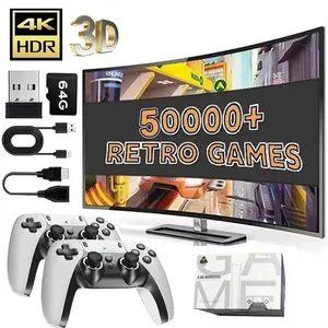64G Game Stick M15 4K Video TV Game Console Wireless Gamepads Video Game 64G 40000+/50000+ Classic Arcade Games HD Two-player Plug-and-Play Retro with Emulators