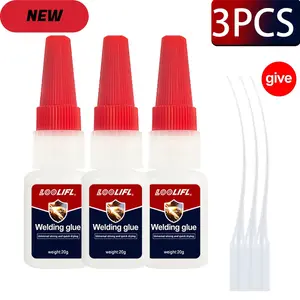3pcs Adhesive Glue + Dropper, Quick Dry Adhesive, Waterproof, Stronger Than Welding, High Strength, Durable, Instant Adhesion, Multi-Purpose for Shoes, Wood, Metal, Nails, Rubber, Glass, Strong Instant Bond