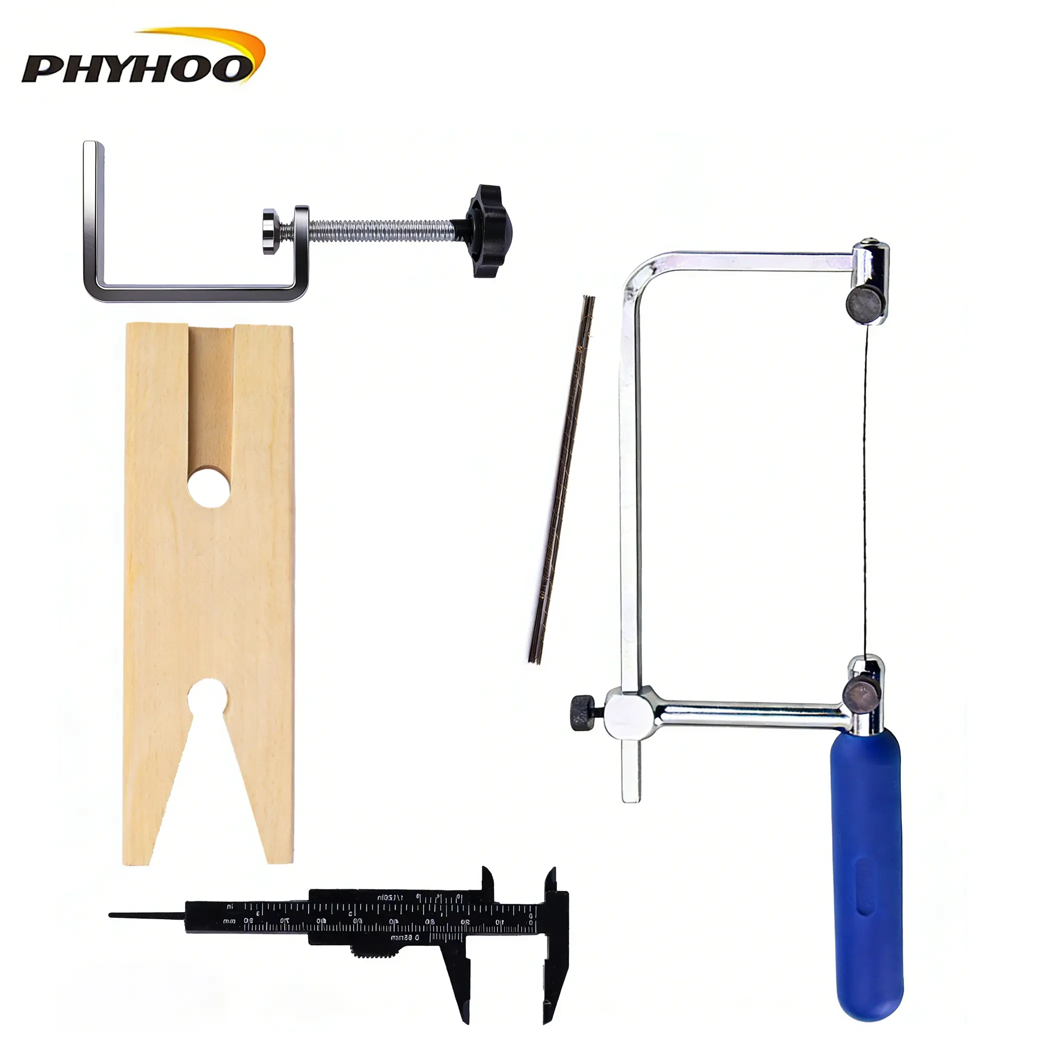 Beginner-Friendly Jewelry Saw Frame Kit - Heavy-Duty Lost Wax Ring Making Tool Set with Saw Blades, C-Clamp, Wooden Bench Pin, Caliper, Easy to Set Up, for Wax Tube Cutting, Handmade Crafts, Beginner-Friendly Measurements