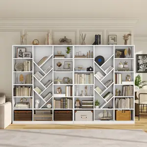 70.87" Tree Bookshelf for Corner 21-Shelf Tall Bookcase with Adjustable Storage Large Wood Display Shelf for Books Plants Space-Saving Organizer for Small Apartment Living Room