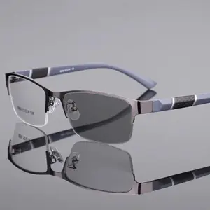 Photochromic Business Myopia Glasses Half Frame Anti-blue Light Short Sight Eyewear Outdoor High Definition Near Sight Glasses