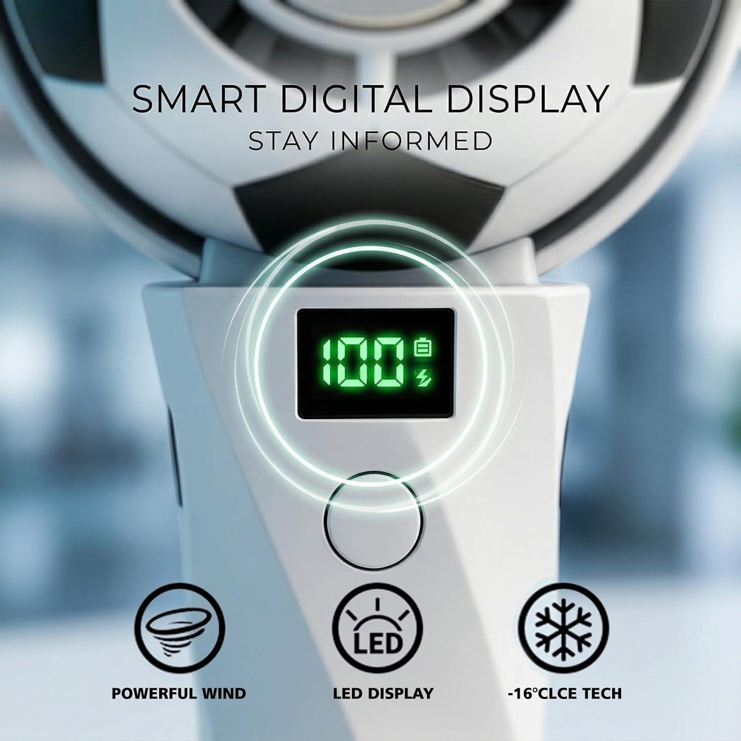 Portable Soccer Fan 5000mAh Handheld Fan with LED Power Display | 6 Speeds & 180° Foldable Personal Fan | Perfect Football Gift & Summer Must-Have! Portable Soccer Fan 5000mAh Handheld Fan with LED Power Display | 6 Speeds & 180° Foldable Personal Fan | Perfect Football Gift & Summer Must-Have!