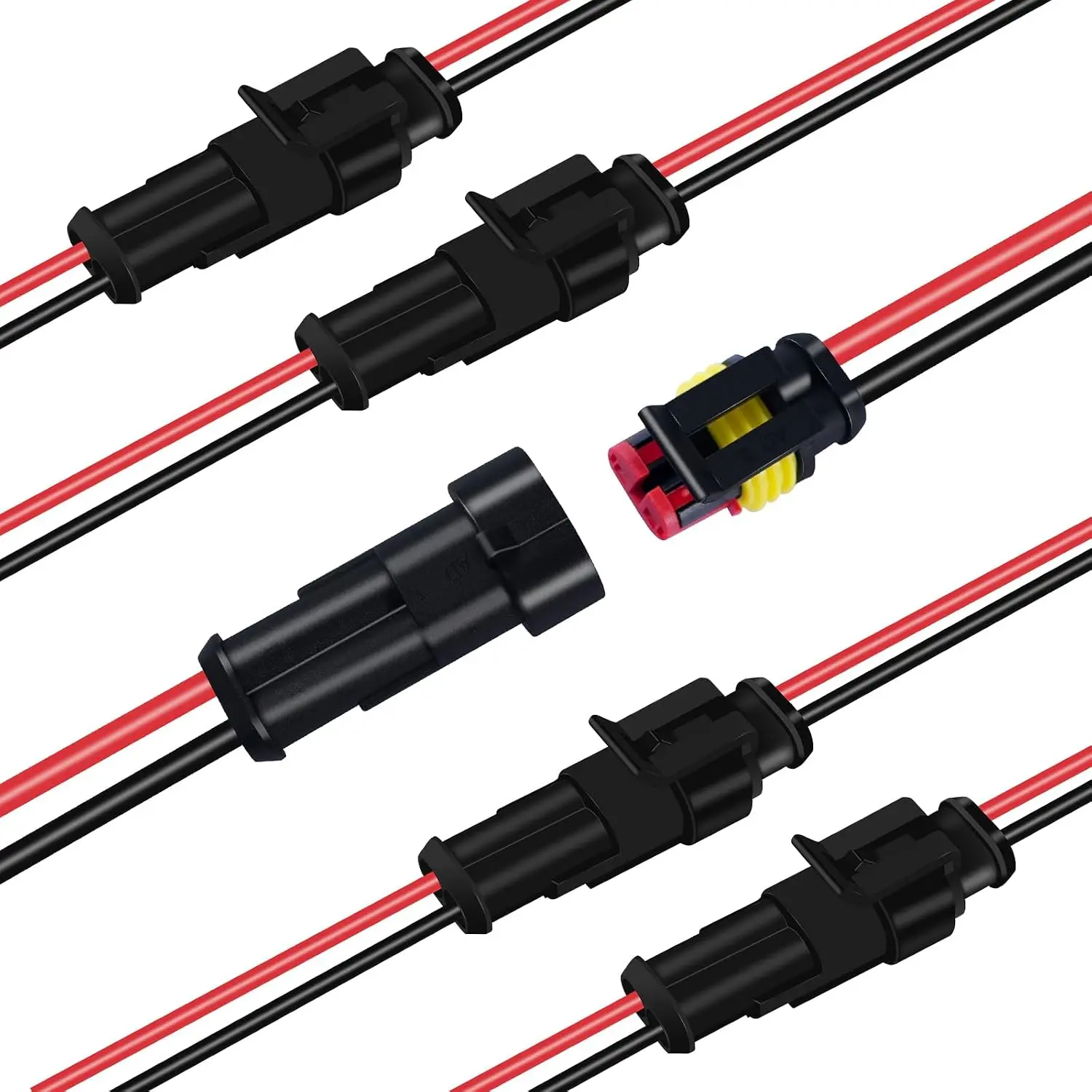 2 Pin Waterproof Electrical Connectors, Male and Female Wire Connectors, 12V Plug Connector, Suitable for Connecting Weak Current Lines Such As Cars, Motorcycles, and Ships(5 Pack)