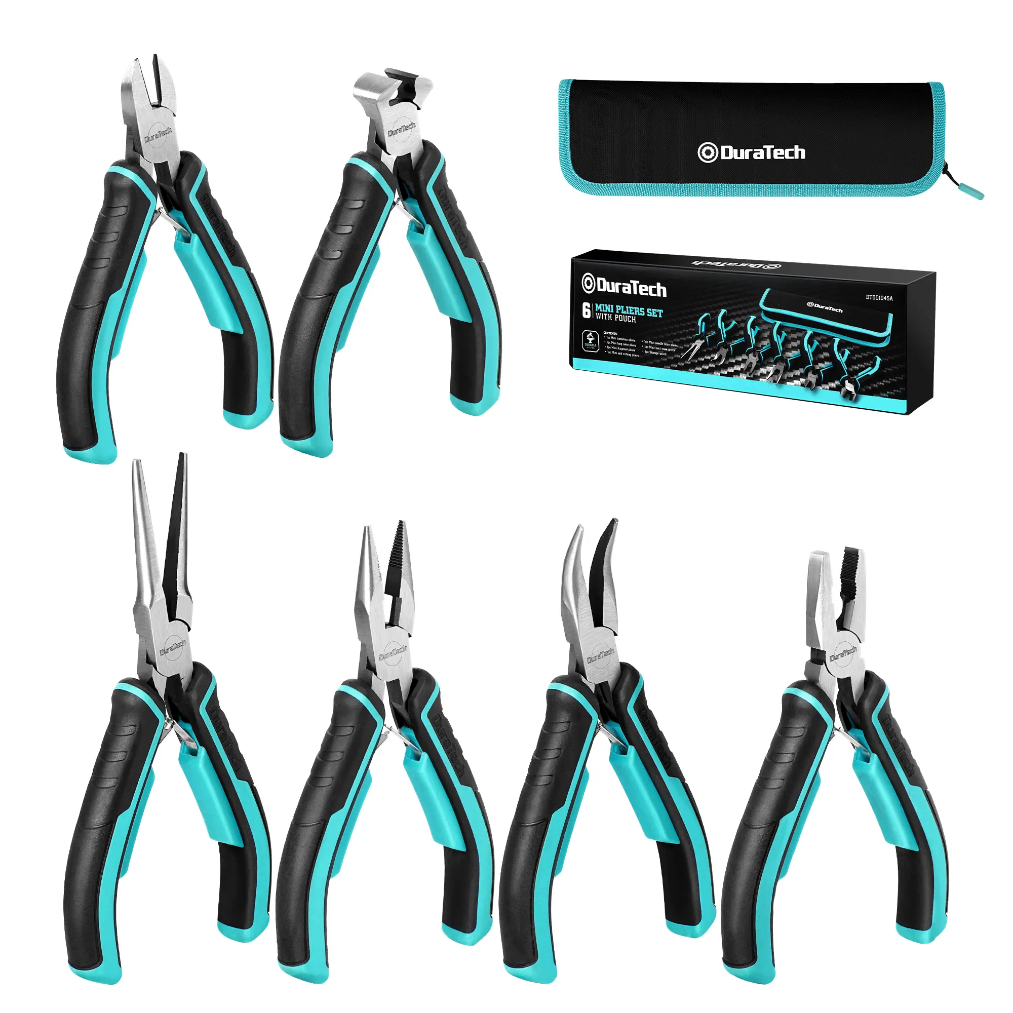 #backtoschool DURATECH Mini Pliers Set, 6PCS Jewelry Pliers Set, CRV Construction, Includes Needle Nose, Diagonal, Long Nose, Bent Nose, End Cutting and Linesman Pliers, for Making Crafts, Repairing Electronic