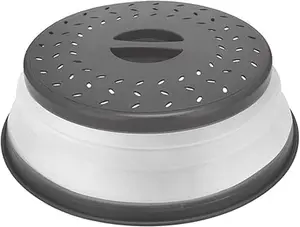 Thermoplastic Rubber Microwave Splatter Cover,Microwave Cover for Food Fruit Drainer,BPA-Free Dishwasher Safe 10.5 inch (GREY)