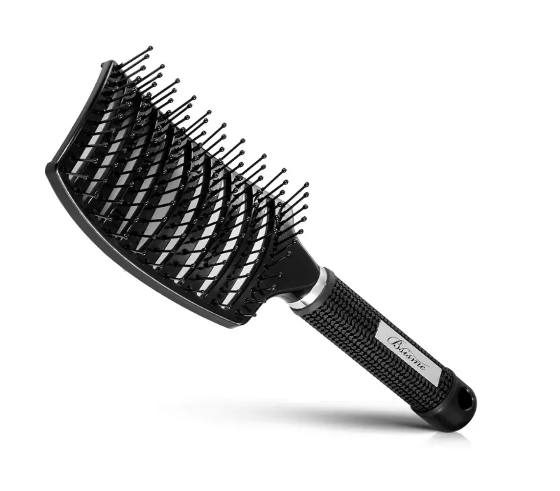 Professional Curved Vented Hair Brush - Fast Blow Drying, Detangling Tool for Wet & Dry Hair, Unisex Design, Ideal for Women & Men