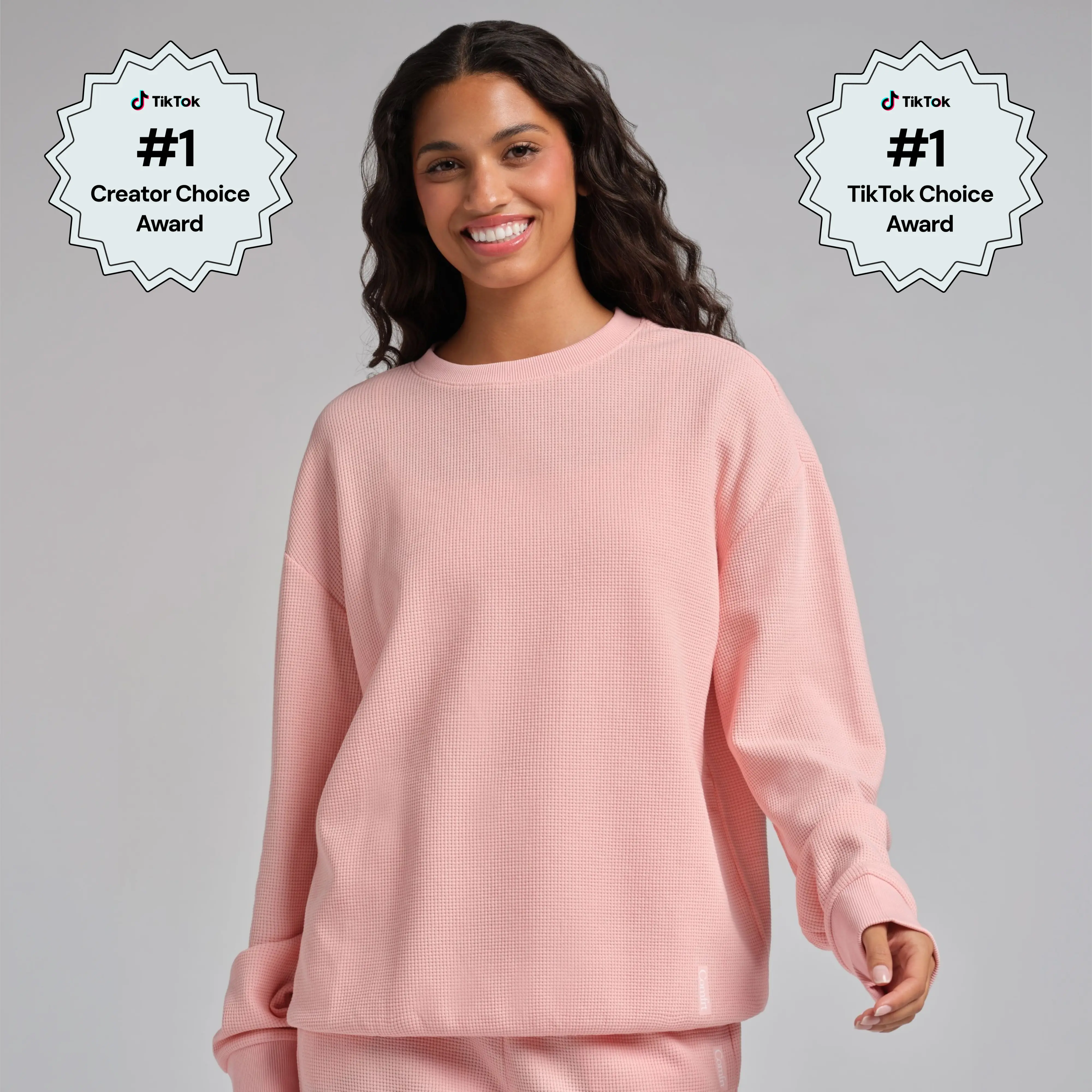 Comfrt | Waffle Lounge Long Sleeve | Crewneck Lightweight Cotton Blend Textured Lounge Top