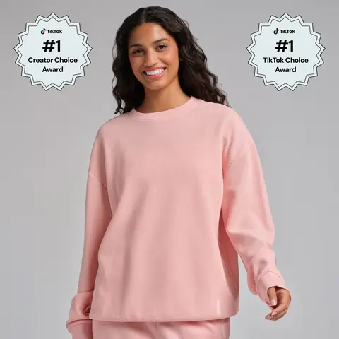Comfrt | Waffle Lounge Long Sleeve | Crewneck Lightweight Cotton Blend Textured Lounge Top