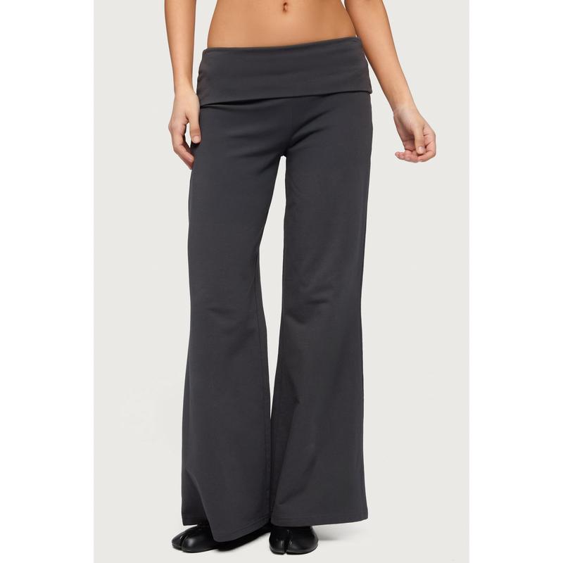 Petite Wide Leg Fold Over Pants