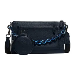 COACH Holden 25 Chain-Zip Crossbody Bag for Women – Pebbled Leather Matryoshka Style in Blue
