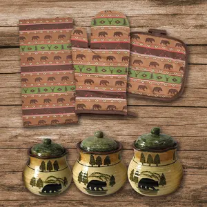 Aztec Multi Animal Print and Bear Canister 13PC Set