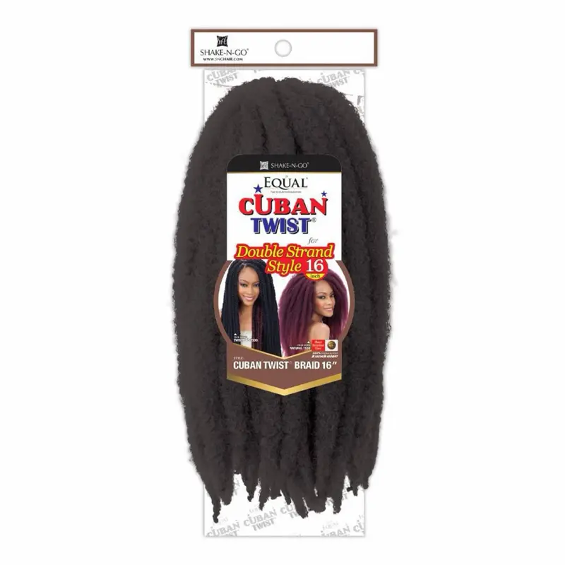 Equal Cuban Twist Double Strand Braids 16 “ Protective Style 1B for Stylish Hair Extensions