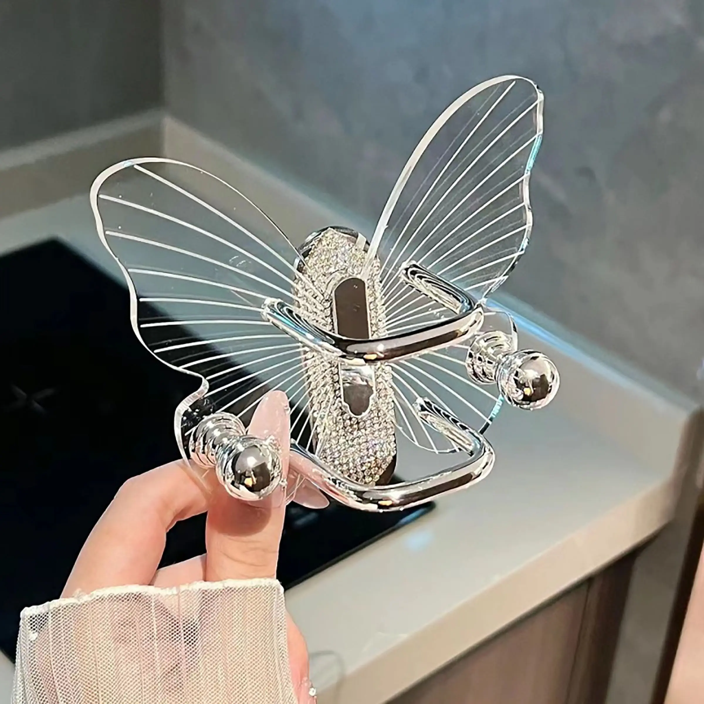 Luxurious Bathroom Hairbrush Holder Wall Mount No Drilling, Bath Headbands Rubber Bands Hair Clips Storage Hooks, Bathroom Organizing Accessories, Bathroom Organizer Supplies, Bathroom Accessory, 1 Piece