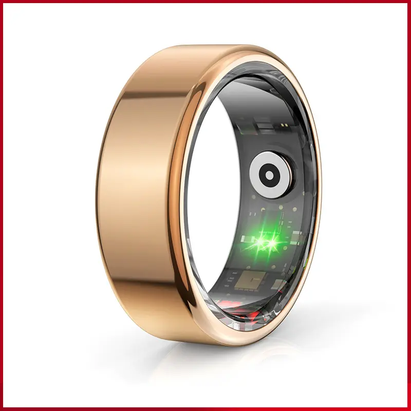 Smart ring with heart rate and blood oxygen monitoring, sleep tracking, Bluetooth camera remote, magnetic fast charging, perfect as a gift for friends or holidays，Rose Gold Smart Sleep and Fitness Ring Wearable