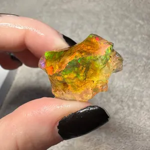 Ethiopian Water Opal Specimen with cotton candy base and orange fire