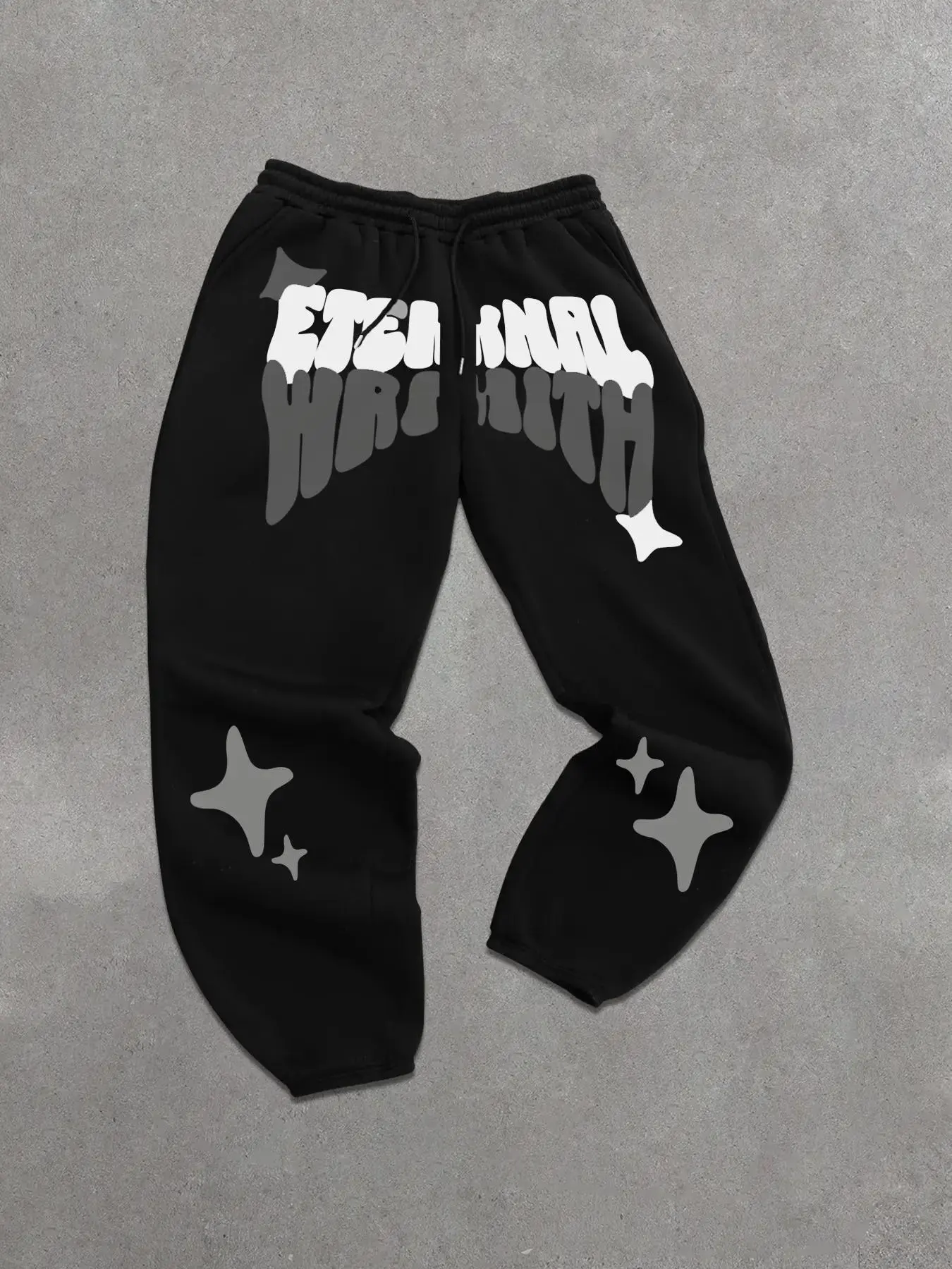 Men's Letter & Star Print Drawstring Waist Sweatpants, Adjustable Drawstring Sweatpants, Printed Sweatpants, Casual Regular Fit Pocket Jogger Pants for Fall & Winter, Men's Trousers for Daily Wear, Casual Sports Trousers, Athleisure Style Bottoms