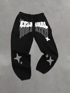 Men's Letter & Star Print Drawstring Waist Sweatpants, Casual Regular Fit Pocket Jogger Pants for Fall & Winter, Men's Trousers for Daily Wear, Casual Sports Trousers