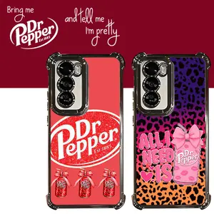 Dr Pepper Aesthetic Fun Accessory Pattern Electroplated TPU Casing For SAMSUNG GALAXY S22 S23 S24 S25 FE ULTRA PLUS EDGE Four Corners Anti-Fall Transparent Soft Silicone Gift Shockproof Protection Anti-Drop Protective Protector Phone Cases Shell Cover