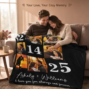 Custom Blanket with Picture Wedding Anniversary Valentines Day Gifts for Him Her Personalized Photo Blankets I Love You Couple Gift for Women Boyfriend Girlfriend Wife Husband