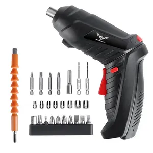 JENABOM 14pcs/26ps/47pcs 3.6v black power tool screwdriver set, home repair 1300mAh lithium battery, rotatable electric drill bit screwdriver, with LED light, multi angle home office DIY tool