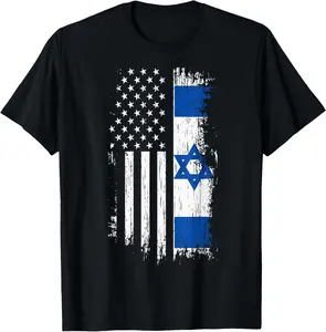 [100% Cotton] Israeli American Flag T-Shirt - Pride Israel USA Shirt T-Shirt streetwear dtf printing