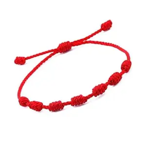 Knot Protection Red Cord Bracelet, 7 Knots Red String Evil Eye Bracelet for Protection and Good Luck, Bracelet for Women Men, Amulet Jewelry