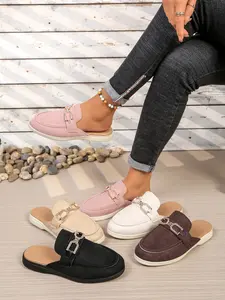 Women's Mary Jane Loafers, Casual Commuter Shoes, Comfortable Fashion Sneakers, Rhinestone Buckle Mules, Textile Upper, All Seasons