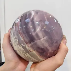 Hyacinth Jasper Crystal Ball Natural Healing Stone for Meditation Home Decor Unique Pink Brown Gemstone for Spiritual Practices
