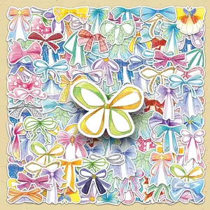 Bowknot Pattern Self Adhesive Sticker, 100pcs/set Colorful DIY Decorative Stickers, Scrapbooking & Stamping Supplies for Journal Making, Sticker Sheets