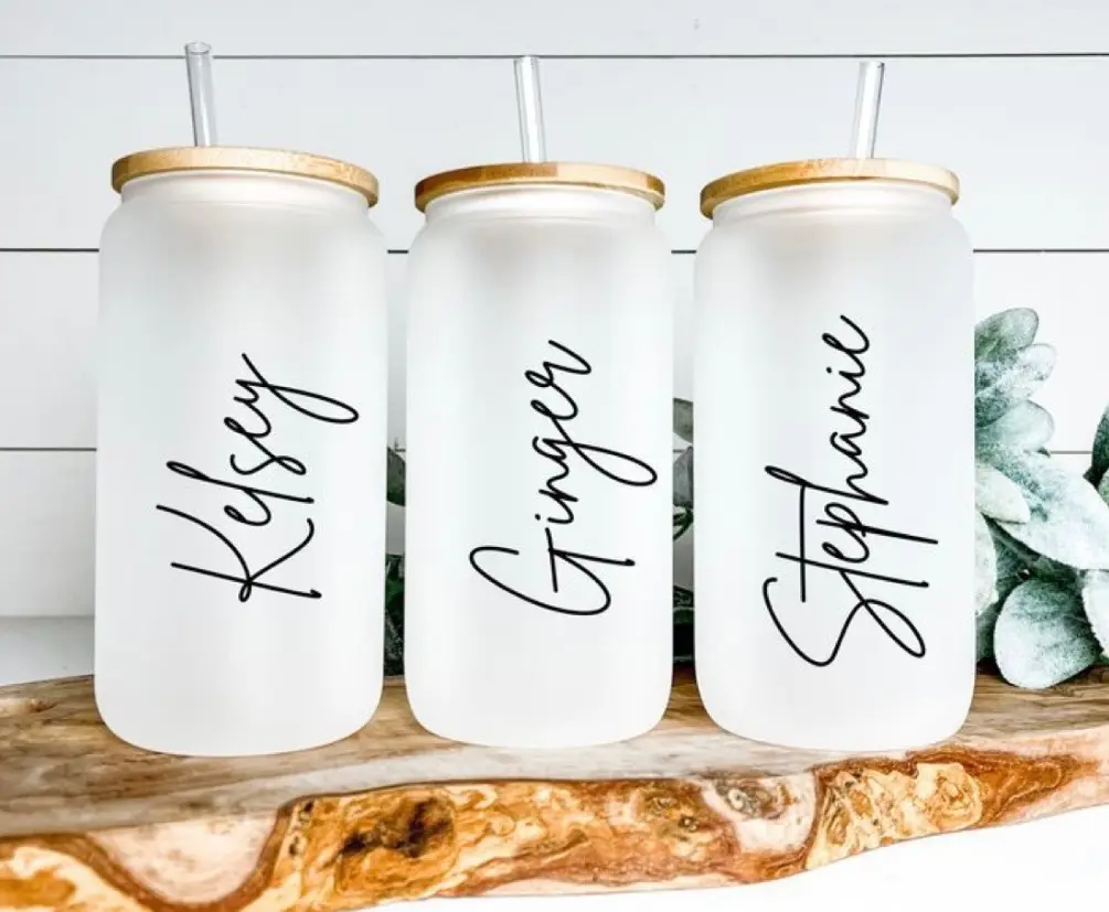 Personalized Frosted Glass Cup