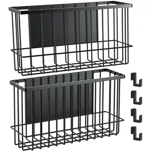 NiHome Magnetic Metal Storage Baskets, 2PCS Medium & Small Home Organizers, Space-Saving Design for Kitchen & Office, Holds Up to 14 lbs