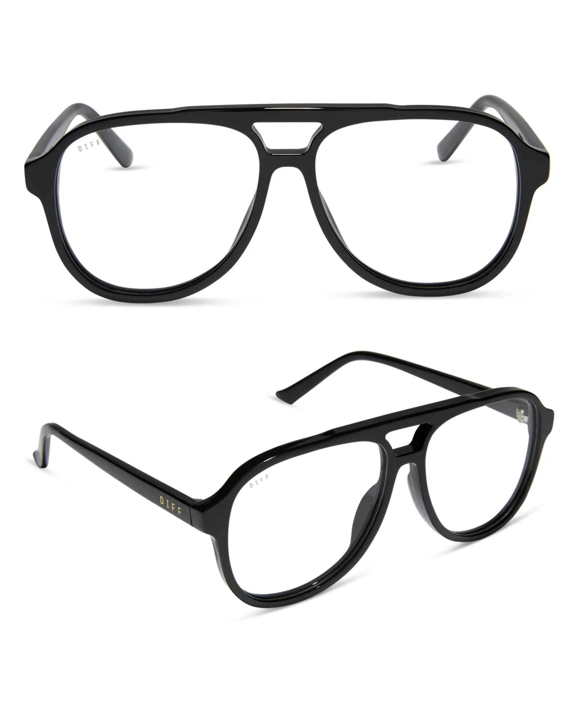 DIFF Tatum Black Aviator Blue Light Reading Glasses for Women, Black DIFF Tatum Black Aviator Blue Light Reading Glasses for Women, Black