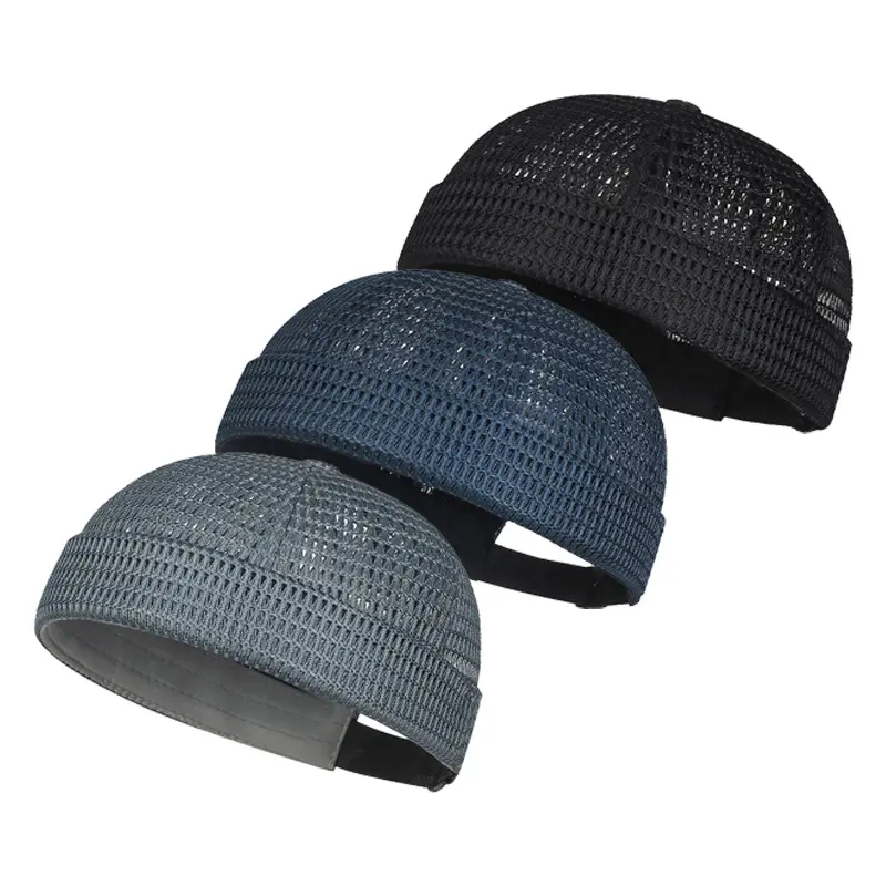 Unisex 3-Pack Solid Plain Casual Hat - Adjustable Size Brimless Skullcap Headgear Hats for Outdoors, Cycling, Everyday Wear, Polyester Fits, Brimless Cap