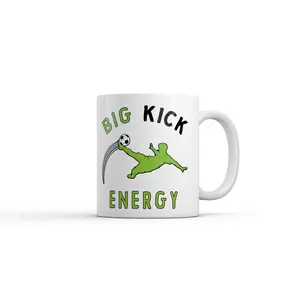 Big Kick Energy Mug Funny Sarcastic Soccer Graphic Novelty Coffee Cup - 11oz Funny Coffee Mugs Ceramic Printed Drinkware Cup