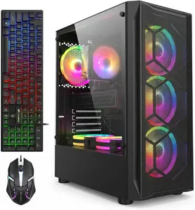STGAubron Gaming PC Computer Desktop, Intel Core i7 up to 3.9GHz, Radeon RX 580 8G Video Card, 16GB RAM, 1TB SSD, WiFi 6, BT 5.0, RGB Fan x 6, Windows 11 Home
