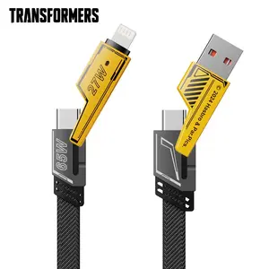 Transformers TF-A15 4 In 1 Hidden Multifunctional Fast Charging Woven Data Cable, Fast Charging Braided Data Cable, Phone Accessories