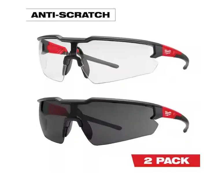Clear and Tinted Anti-Scratch Safety Glasses (2-Pack)