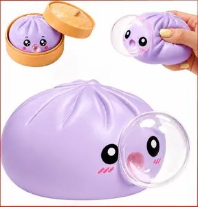 Steamer Pack Dumpling Fidget Squishy Toys, Mystery Box Stretch Squeeze Stress Balls, Anxiety Relief Sensory Toy for Kids and Adults Desk Decor