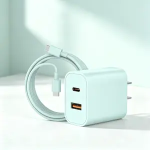 2026 New 20w Dual Port Fast Charger, 20w USB C Wall Adapter, 10ft C-To-USB C Cable, Compatible with Phones and Tablets, Multiple Colors Available
