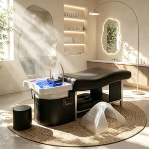 Baasha Luxury Head Spa Bed  All-in-One Shampoo Bed with Steaming, Water Circulation & 7-Color Light Therapy - Ultimate Relaxation for Your Salon!