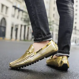 Amali Rila Mens Slip On Gold Shoes Fashion Driving Moccasin